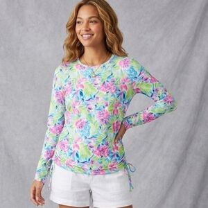 *NWT* Stella Parker Long Sleeve Floral Rushguard Adjustable Side, UPF 30+ Size L